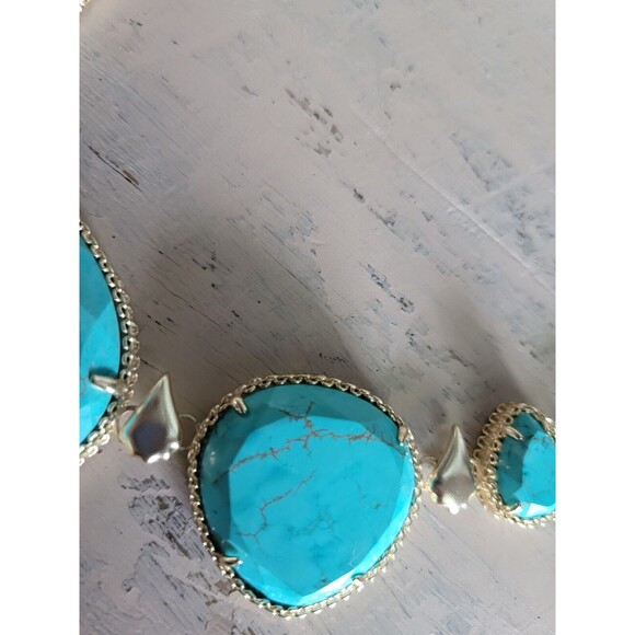 KENDRA SCOTT Rebecca Gold Plated Chunky Turquoise Statement Necklace - Picture 16 of 16